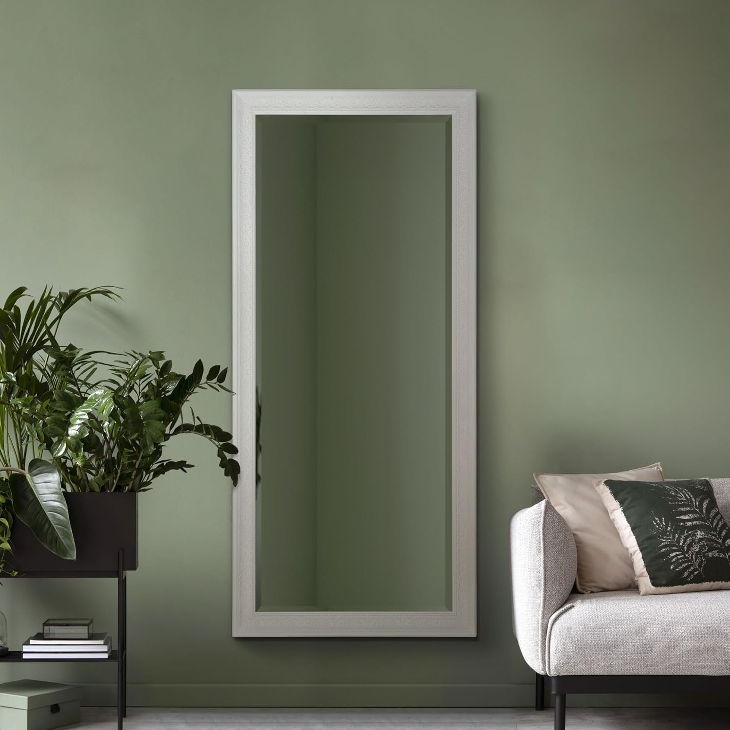 Full Length Ivory Wall Mirror 163x73cm Bevelled Glass Antique Style