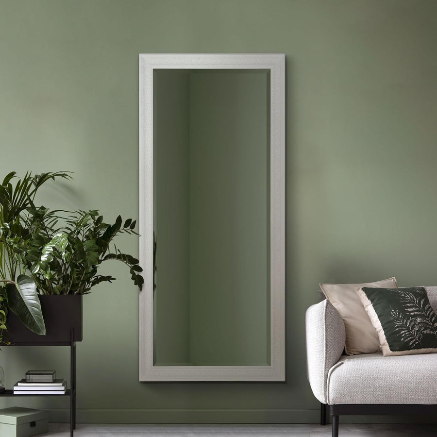 Full Length Ivory Wall Mirror 163x73cm Bevelled Glass Antique Style