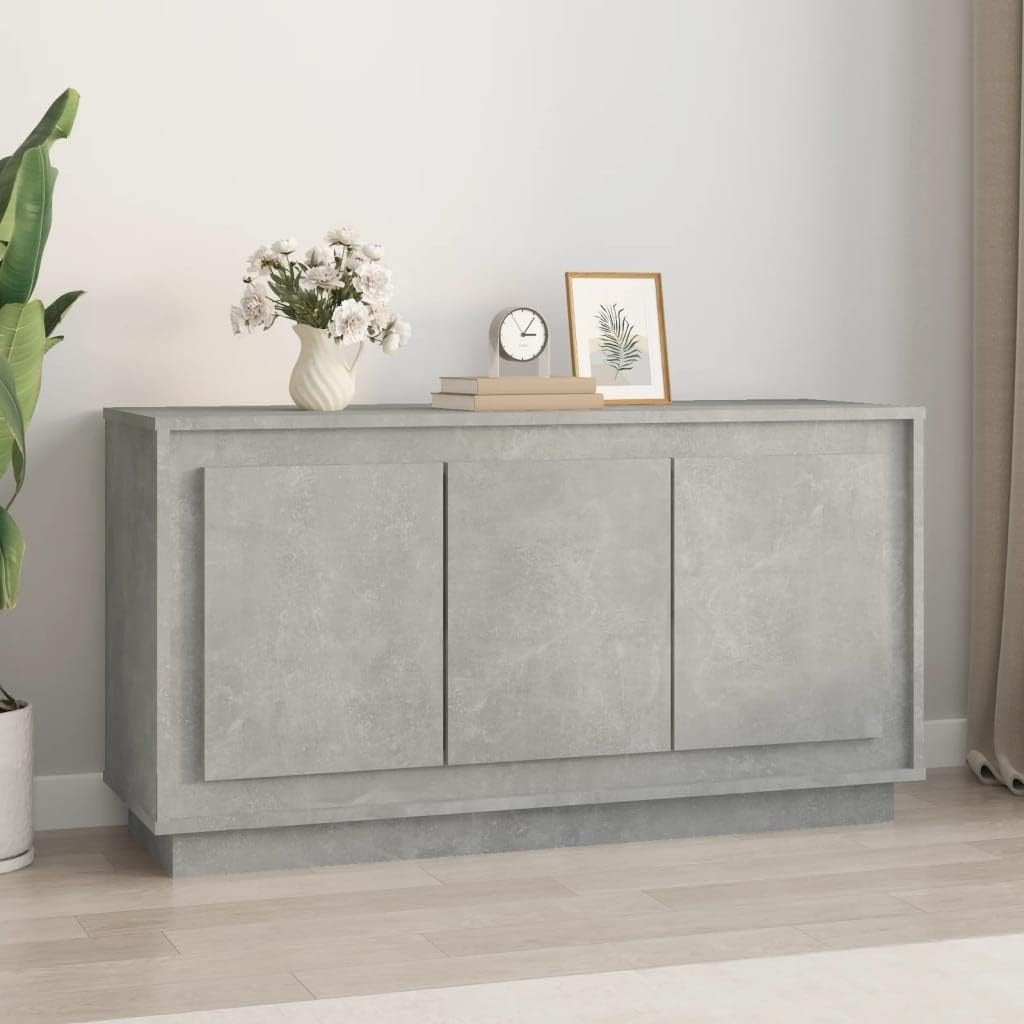Concrete Grey Sideboard Cabinet with 6 Compartments | Durable Engineered Wood