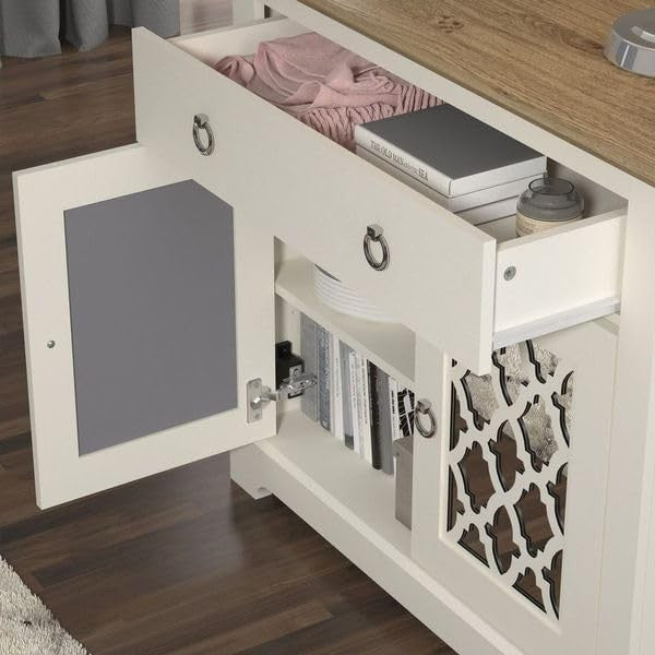 Ivory Oak 2 Door 1 Drawer Sideboard Storage Cabinet Adjustable Shelf