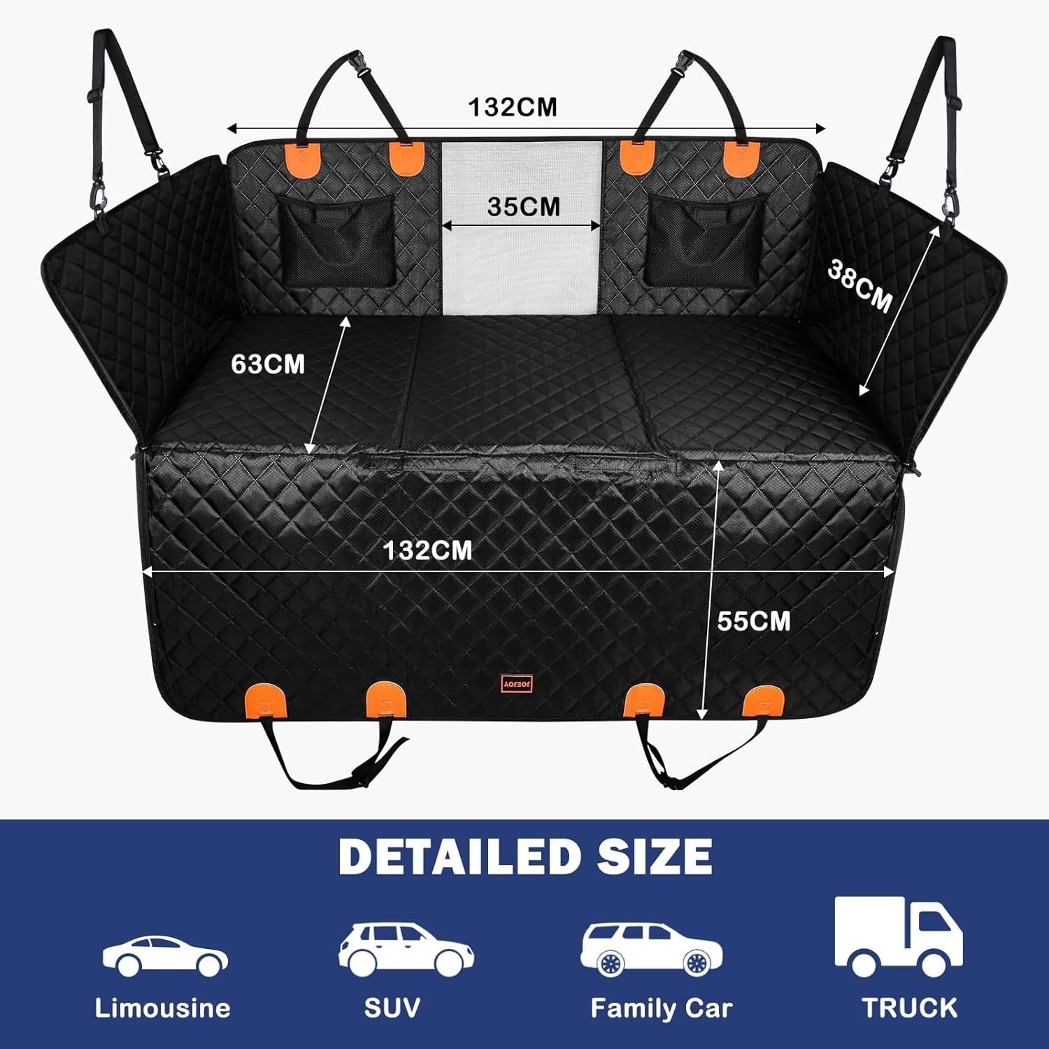 Dog Back Seat Extender Car Bed Waterproof Hard Bottom Non Slip Cover