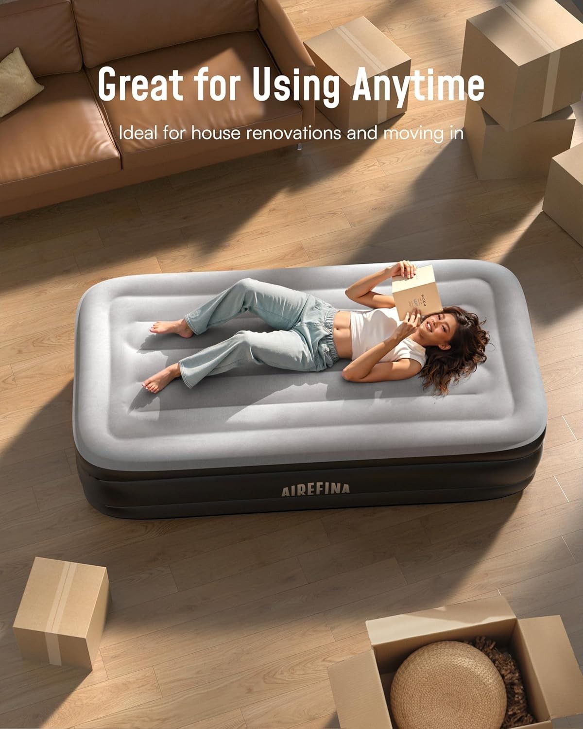 Single Size Air Mattress Inflatable Bed Built-in Pump Fast Inflation
