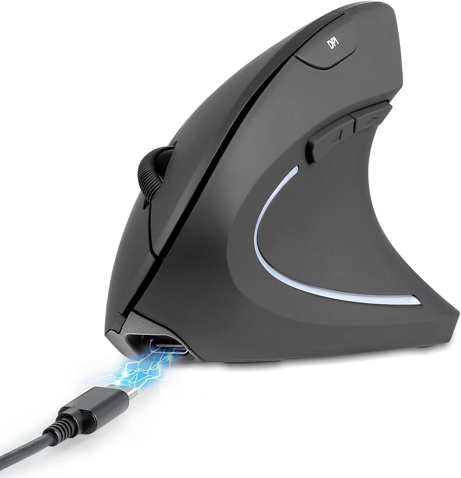 Vertical Ergonomic Wireless Mouse Rechargeable 6 Button USB