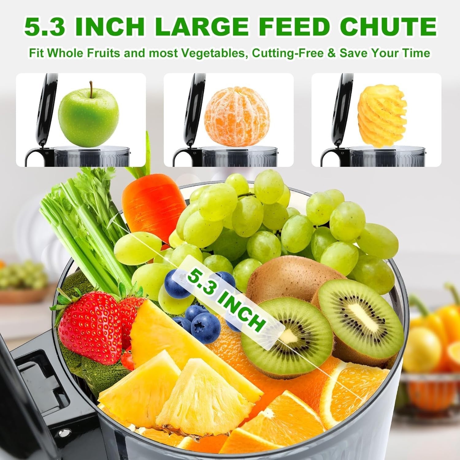 Cold Press Juicer 300W Slow Masticating Quiet High Yield Easy Clean