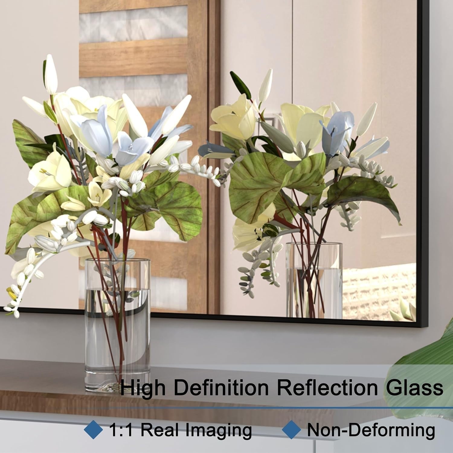 Modern Black Wall Mirror 20x16" for Bathroom or Entryway, Vertical/Horizontal Mo