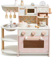 Wooden Kids Play Kitchen Coffee Maker Pretend Cooking Set Pink Toy