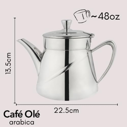 48oz Stainless Steel Teapot Silver Drip Free Tea Pot Dishwasher Safe