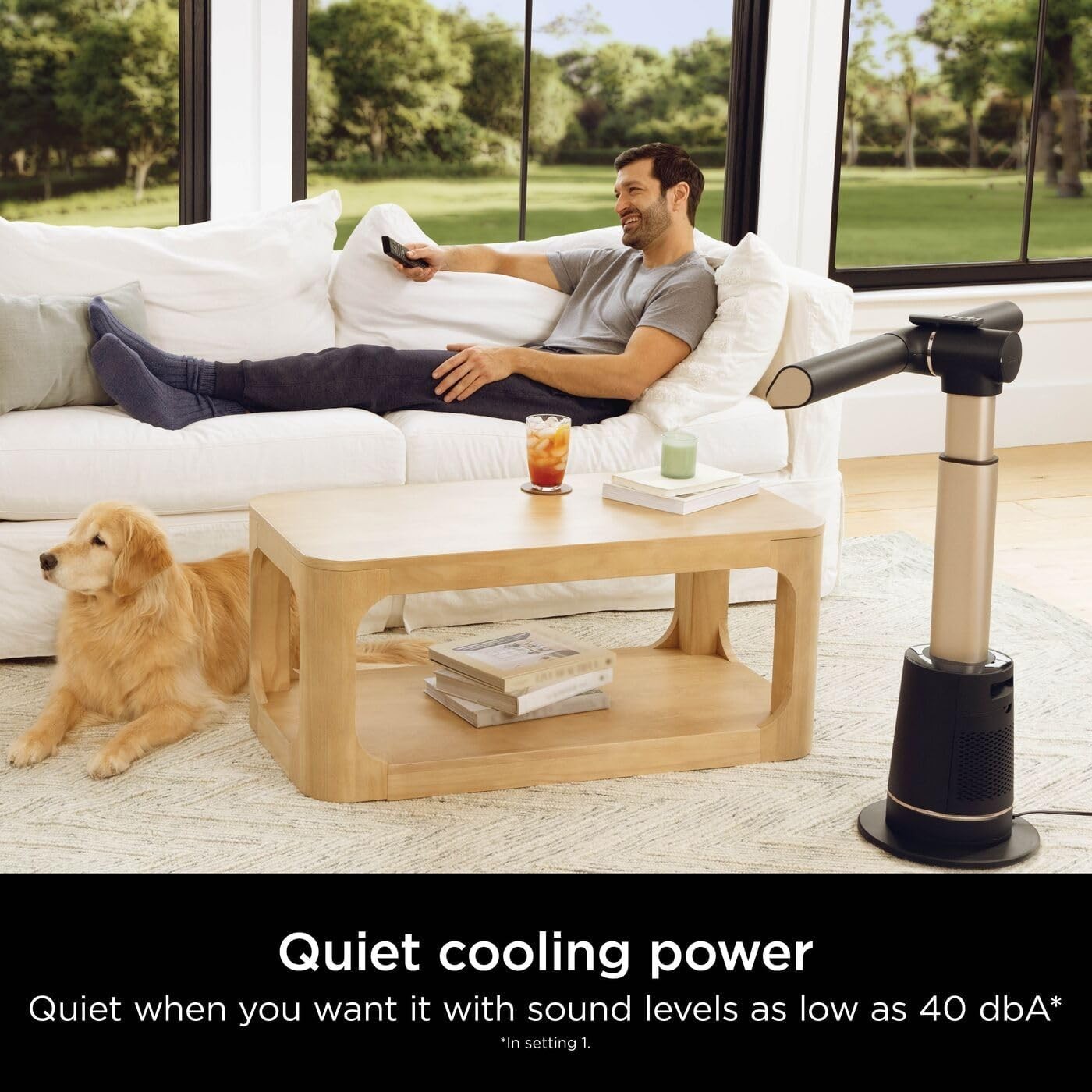Bladeless Tower Fan Charcoal 10Speed Remote 180° Oscillating Quiet Floor Cooling