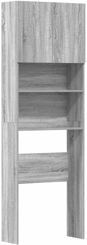 Tall Washing Machine Cabinet Grey Over-Toilet Laundry Storage Unit 64×24×190cm