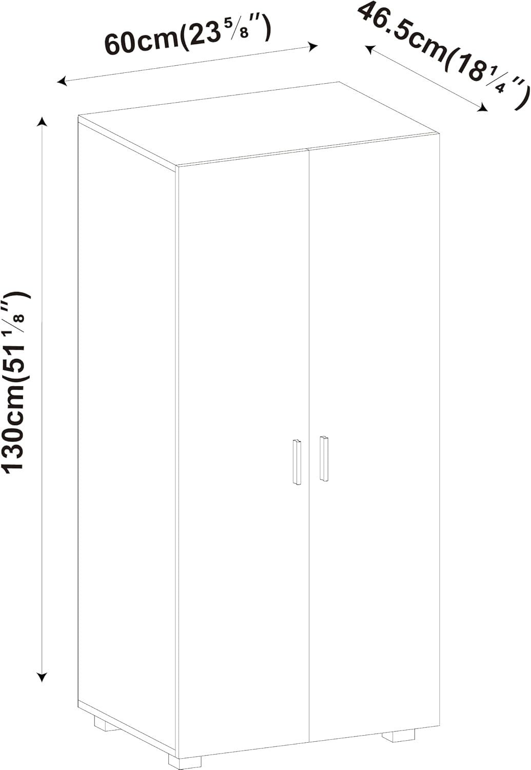 Kids 2 Door Wardrobe White Wooden Hanging Rail Storage Bedroom Unit