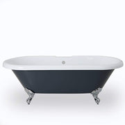 1795x785mm Freestanding Double Ended Slipper Bath Stone Grey Acrylic w/ Chrome