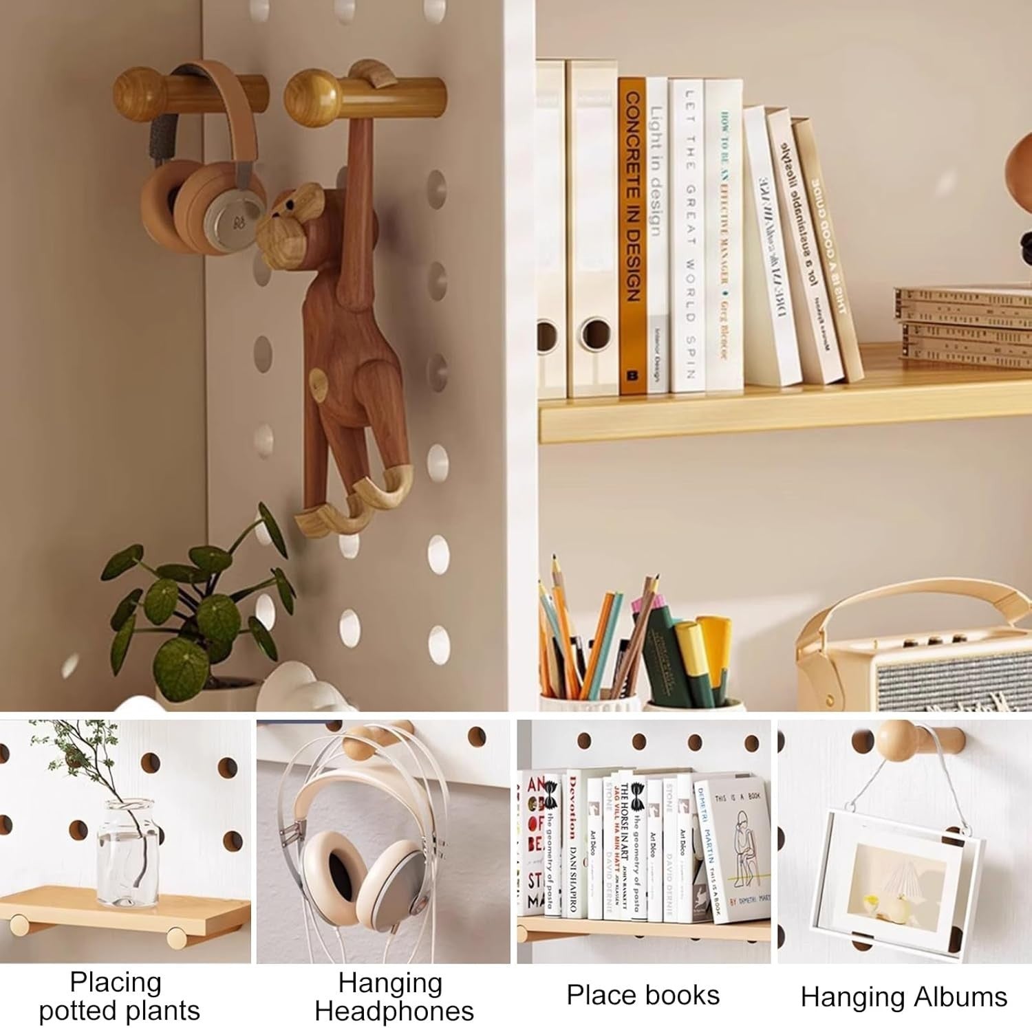5-Shelf Adjustable Wooden Desktop Bookcase Modern Tabletop Organizer 40cm