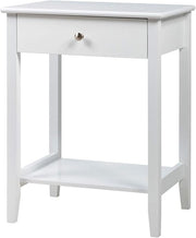 White Wooden Bedside Table with Drawer & Shelf | Compact Modern Nightstand