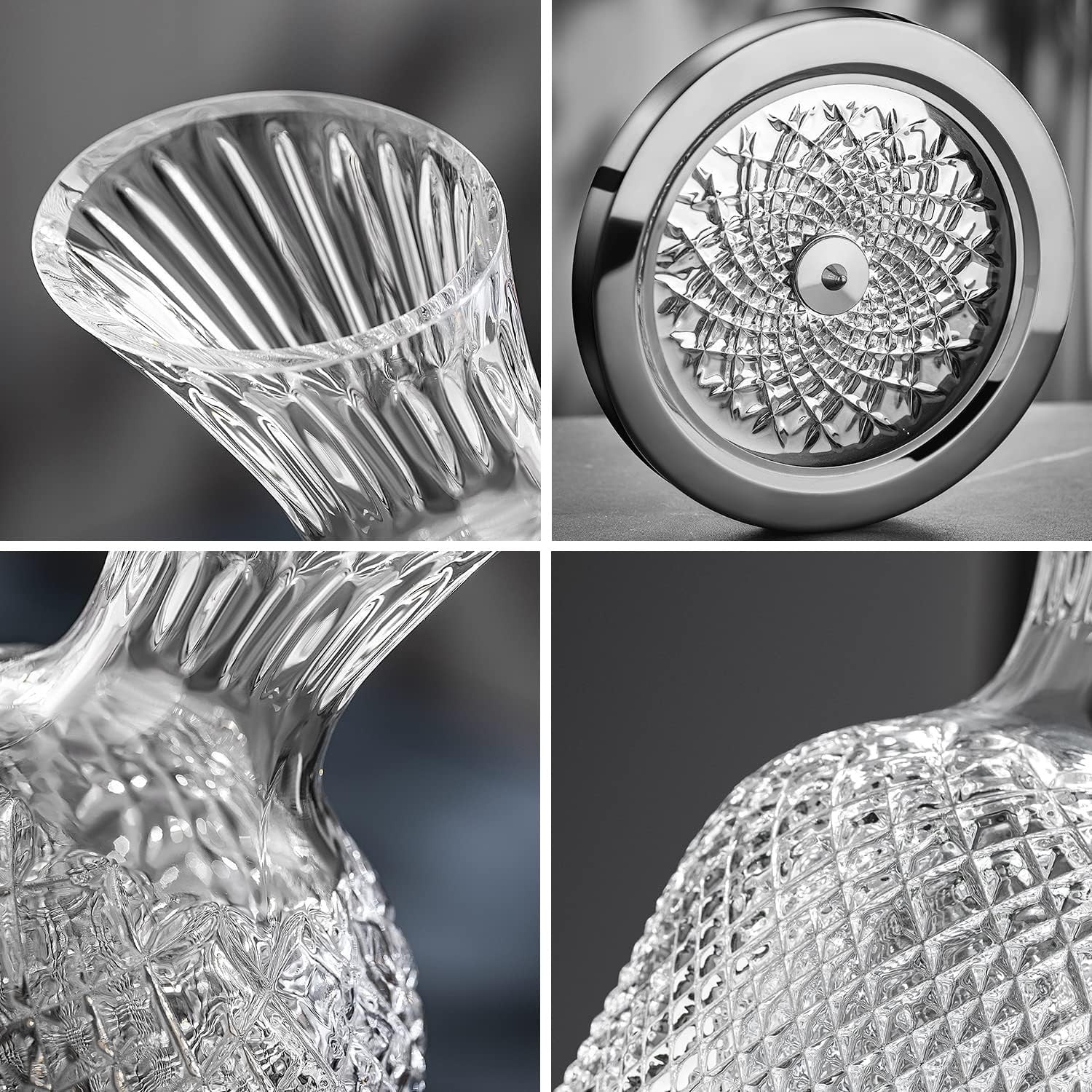 Crystal Spinning Wine Decanter 45oz Rotating Base Luxury Gift Box Aerator
