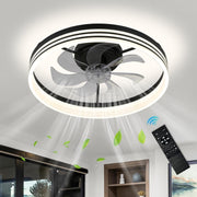 LED Ceiling Fan with Light, Dimmable, 6 Speeds, Modern, Black