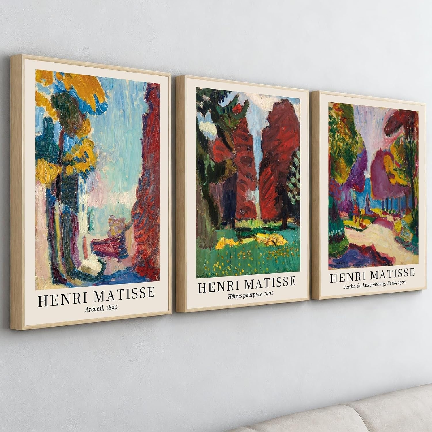 Colourful Abstract Wall Art Set of 3 Framed Prints 12x16 Modern Home Decor