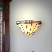 Stained Glass Uplighter Wall Light Vintage Art Deco Style 12x7.5” Living Room