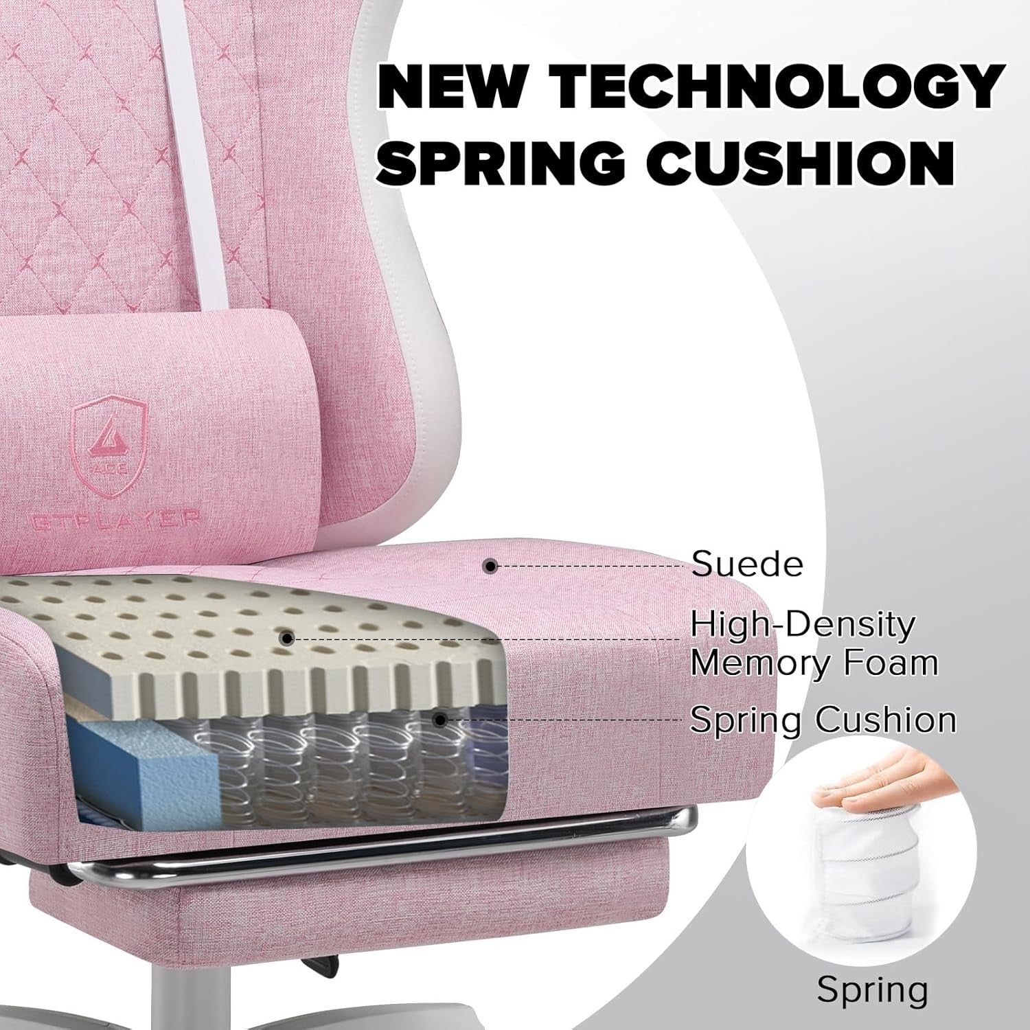 Big & Tall Gaming Chair Pink White Ergonomic Swivel Recliner Footrest 150KG Max