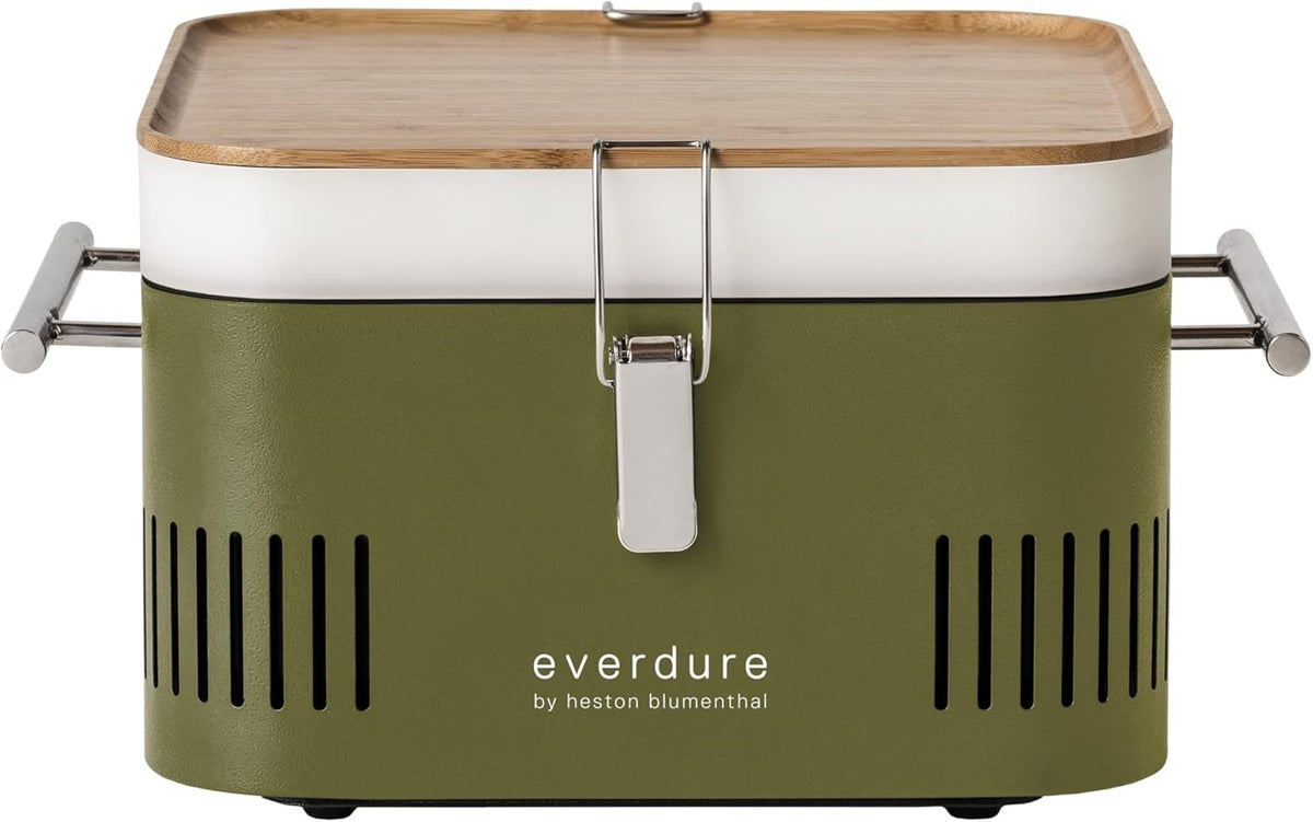 Portable Charcoal BBQ Grill With Bamboo Prep Lid – Compact Travel Outdoor Cooker