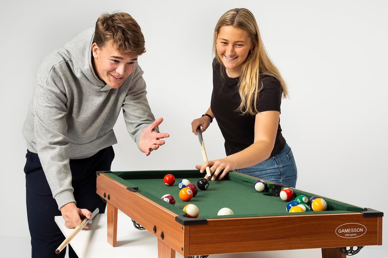 3FT Tabletop Pool Table Mini Billiards Set w Hidden Ball Return