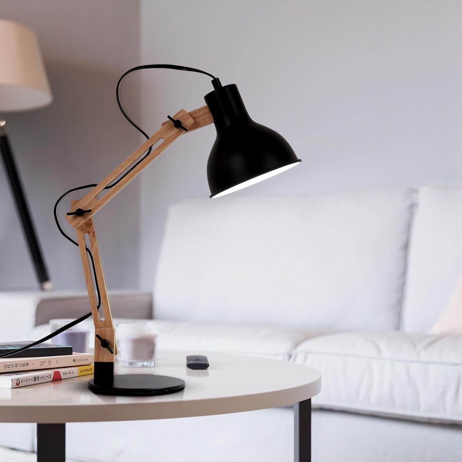 Wooden Swing Arm Desk Lamp Adjustable Architect Task Light for Office