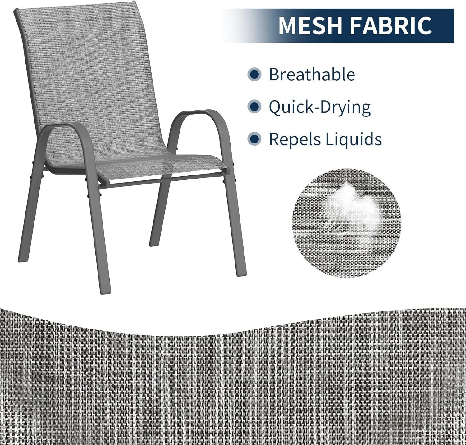 Stackable Outdoor Patio Chairs Set of 4 | Weatherproof Garden Dining Seats