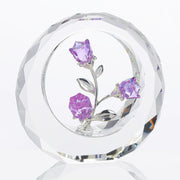 Crystal Purple Rose Ornament • Faceted Glass Flower Bouquet Gift for Women