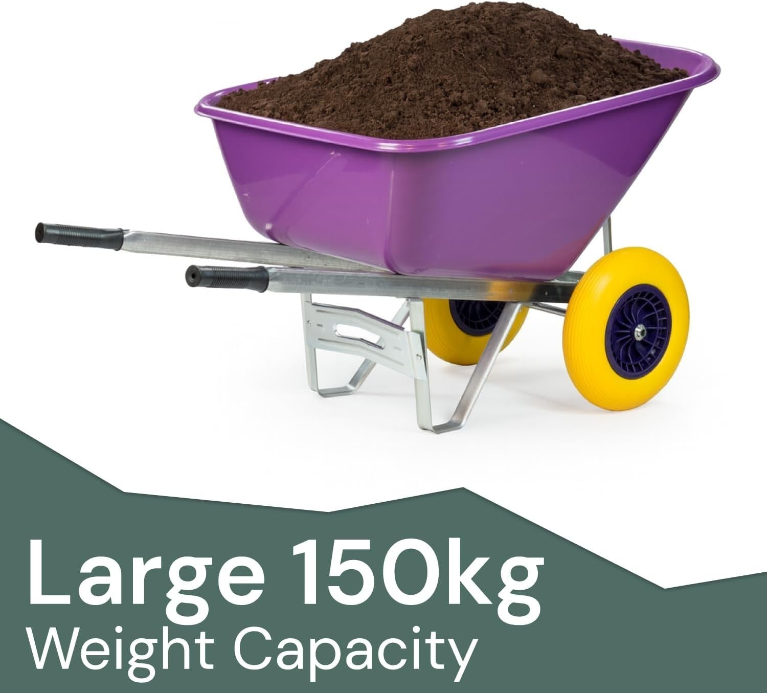 200L Twin-Wheel Wheelbarrow Purple – Puncture-Proof Tyres, Heavy Duty 150kg