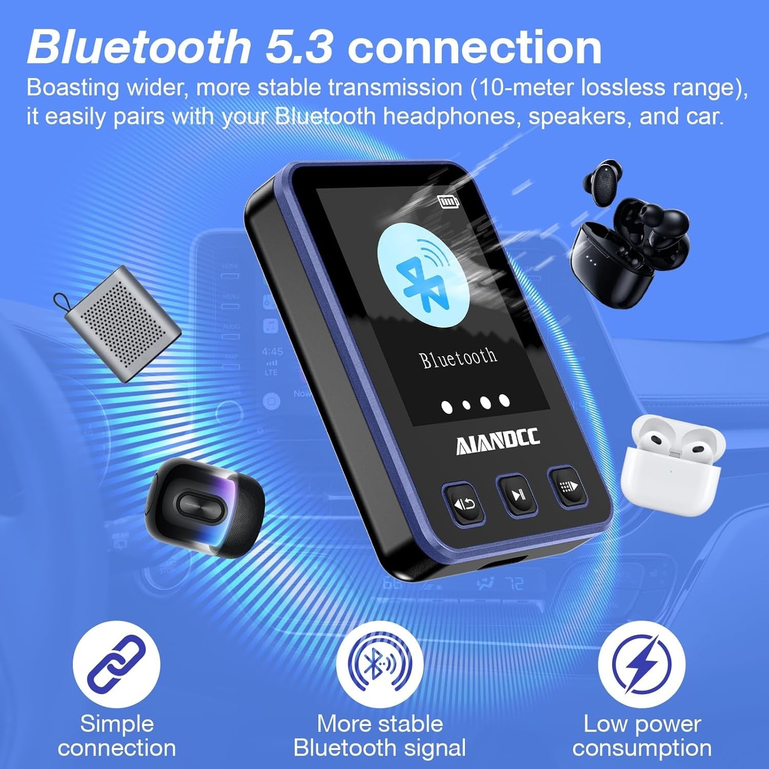 32GB MP3 Player Bluetooth Sports Clip with Armband & Earphones – Purple