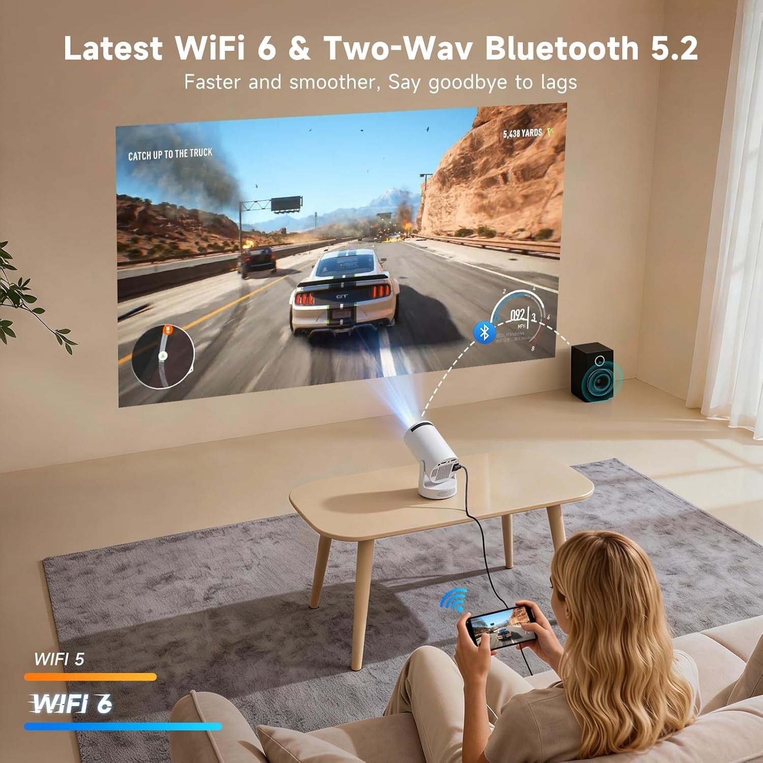 4K Smart Mini Projector Android 12 WiFi 6 Bluetooth Portable