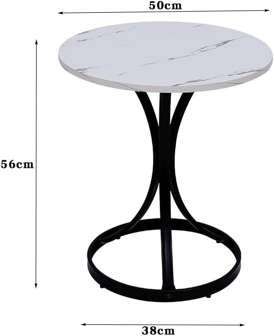 Round White Marble Coffee Table – Modern 50cm Small Sofa Side End Table