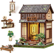 DIY Book Nook Kit Japanese Tea House Miniature LED Bookend Decor
