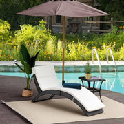 2-in-1 Rattan Sun Lounger Recliner Bed Chair Folding Cushioned Patio