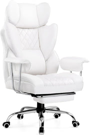 Ergonomic White Gaming Chair Executive Office Desk Seat Recliner Footrest