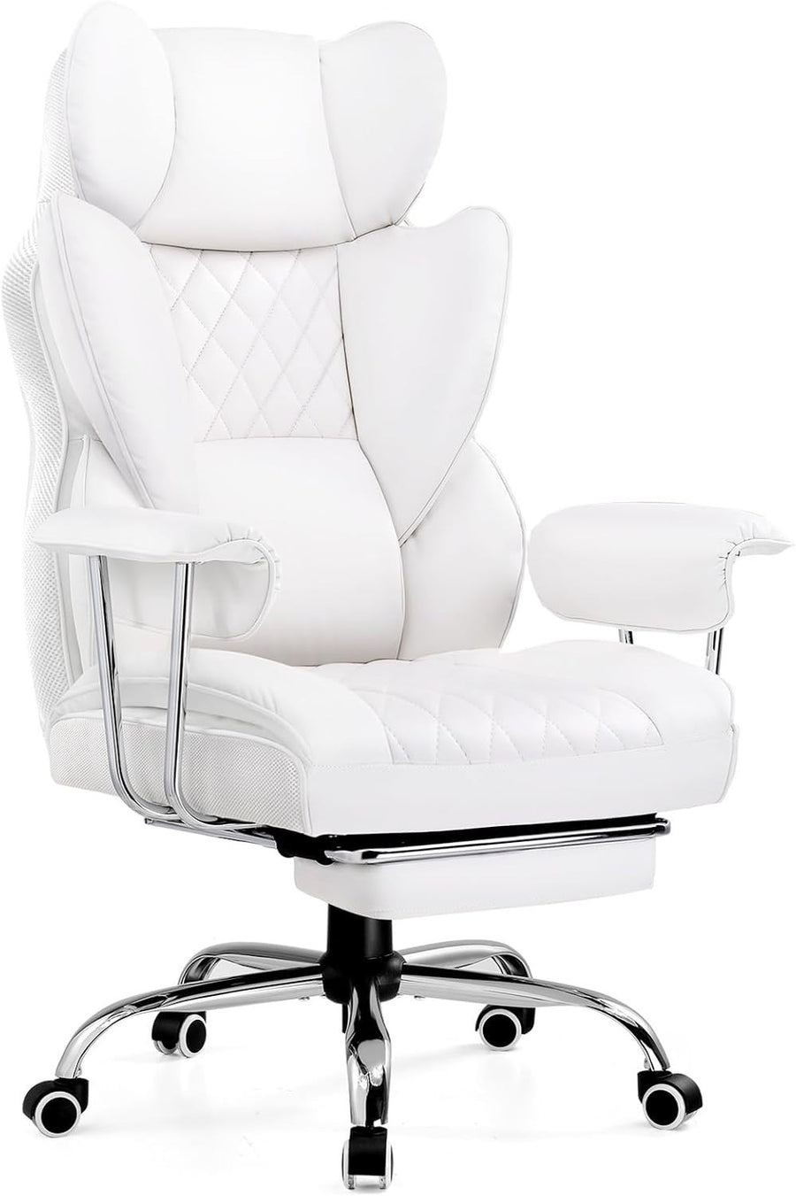 Ergonomic White Gaming Chair Executive Office Desk Seat Recliner Footrest