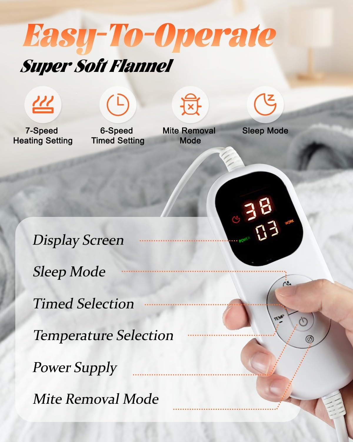 Electric Heated Throw Blanket 160x130cm Fast Heating Washable Sofa Blanket
