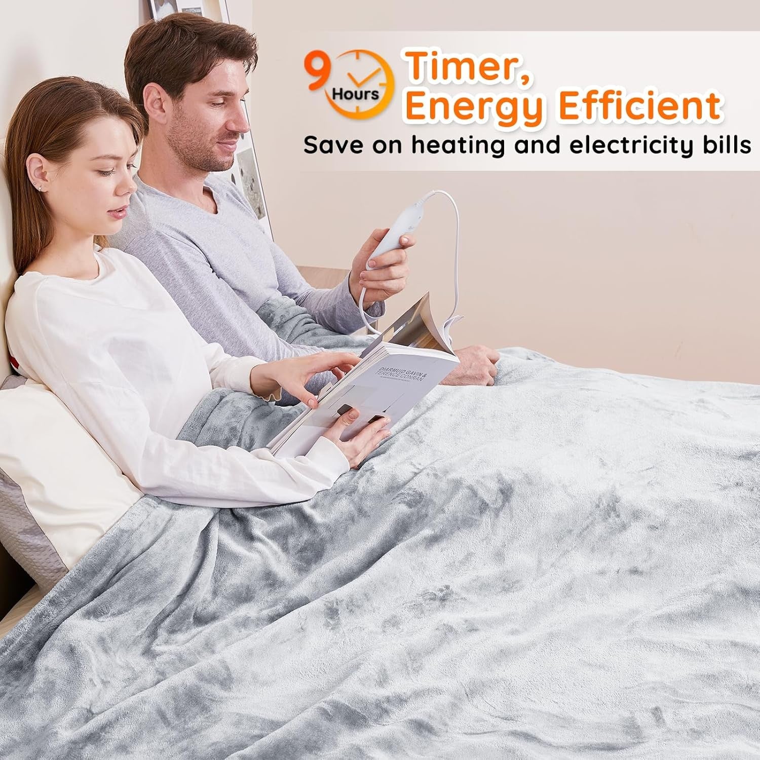 Electric Heated Blanket Throw 180x200cm Super King 10 Heat Timer