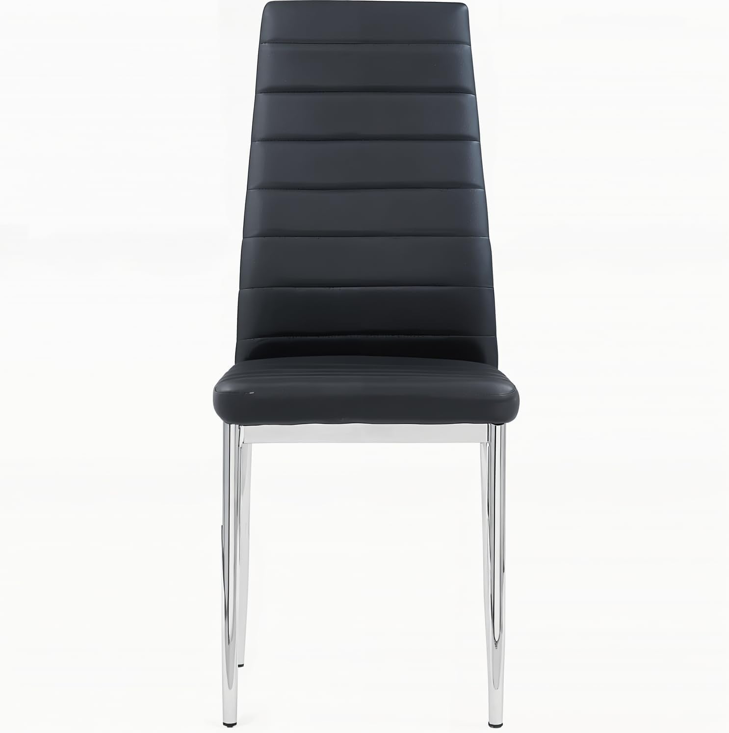 100cm Round Glass Dining Table Set with 4 Faux Leather Chairs Black