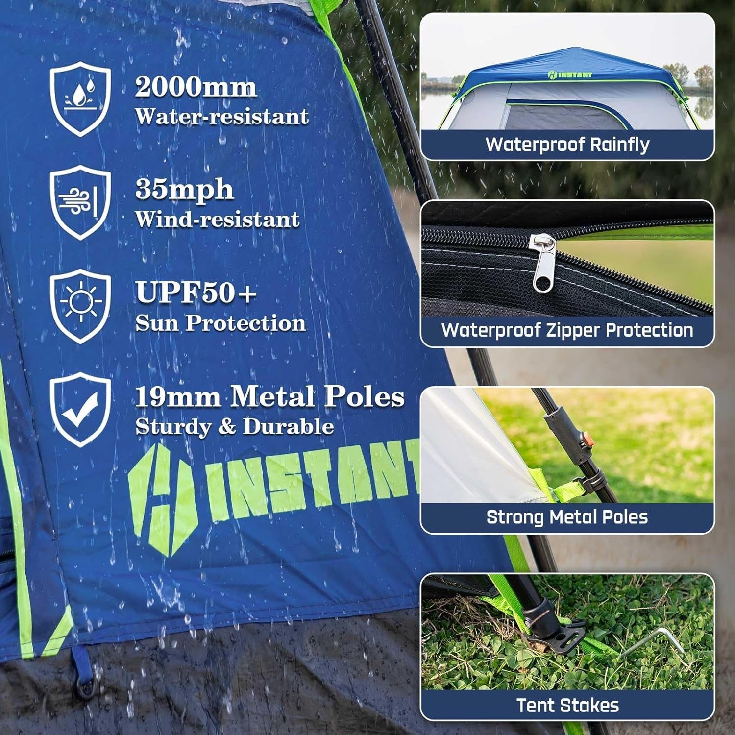 4/6 Person Instant Pop Up Tent Waterproof Cabin 60s