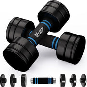 Slim Steel Adjustable Dumbbells 10KG Pair Space-Saving Foam Grip