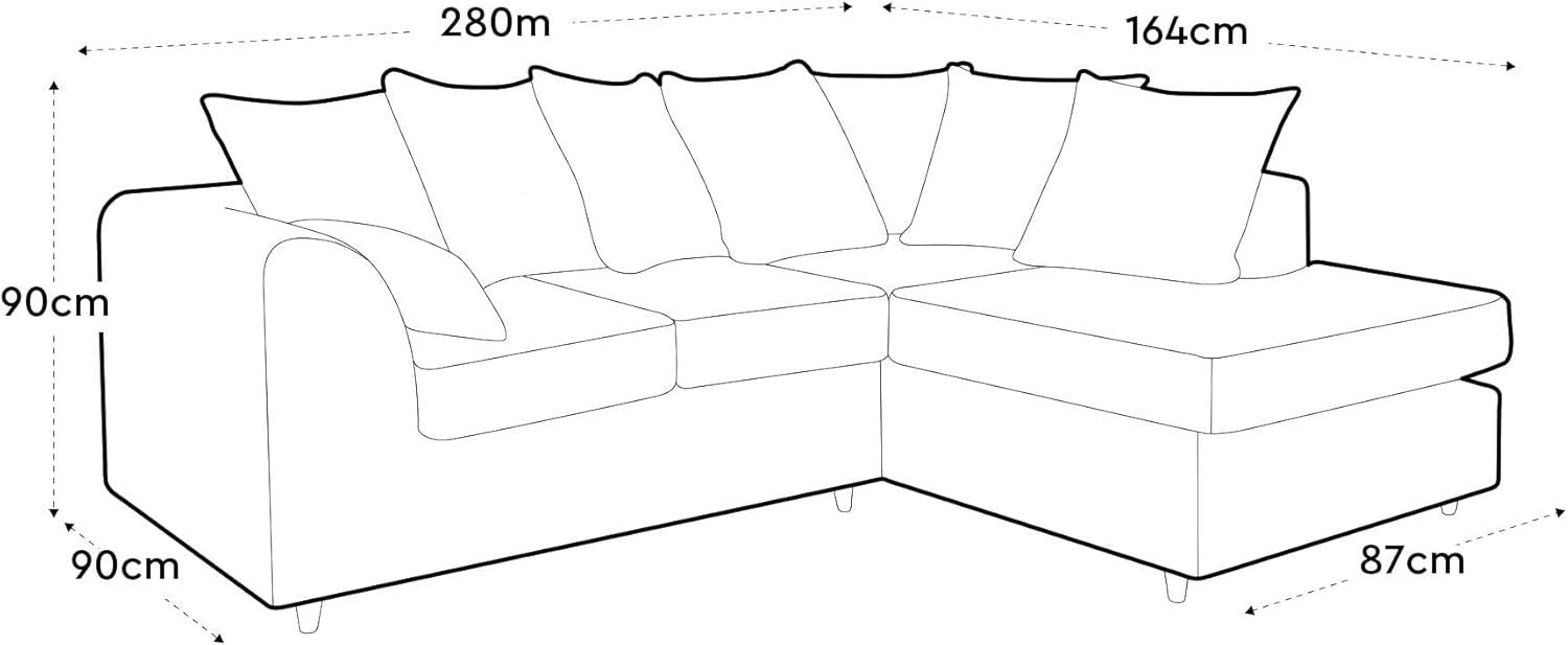 U-Shaped Sofa Dark Blue Chenille w/ Cushions + Footstool | 280x164x90cm Modern