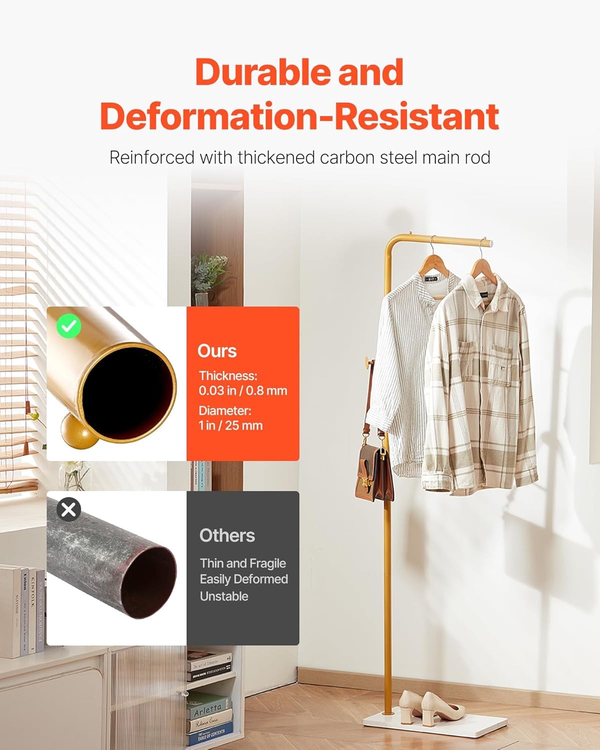 Freestanding Coat Rack Stand with Quartz Base | Modern Gold Hall Tree