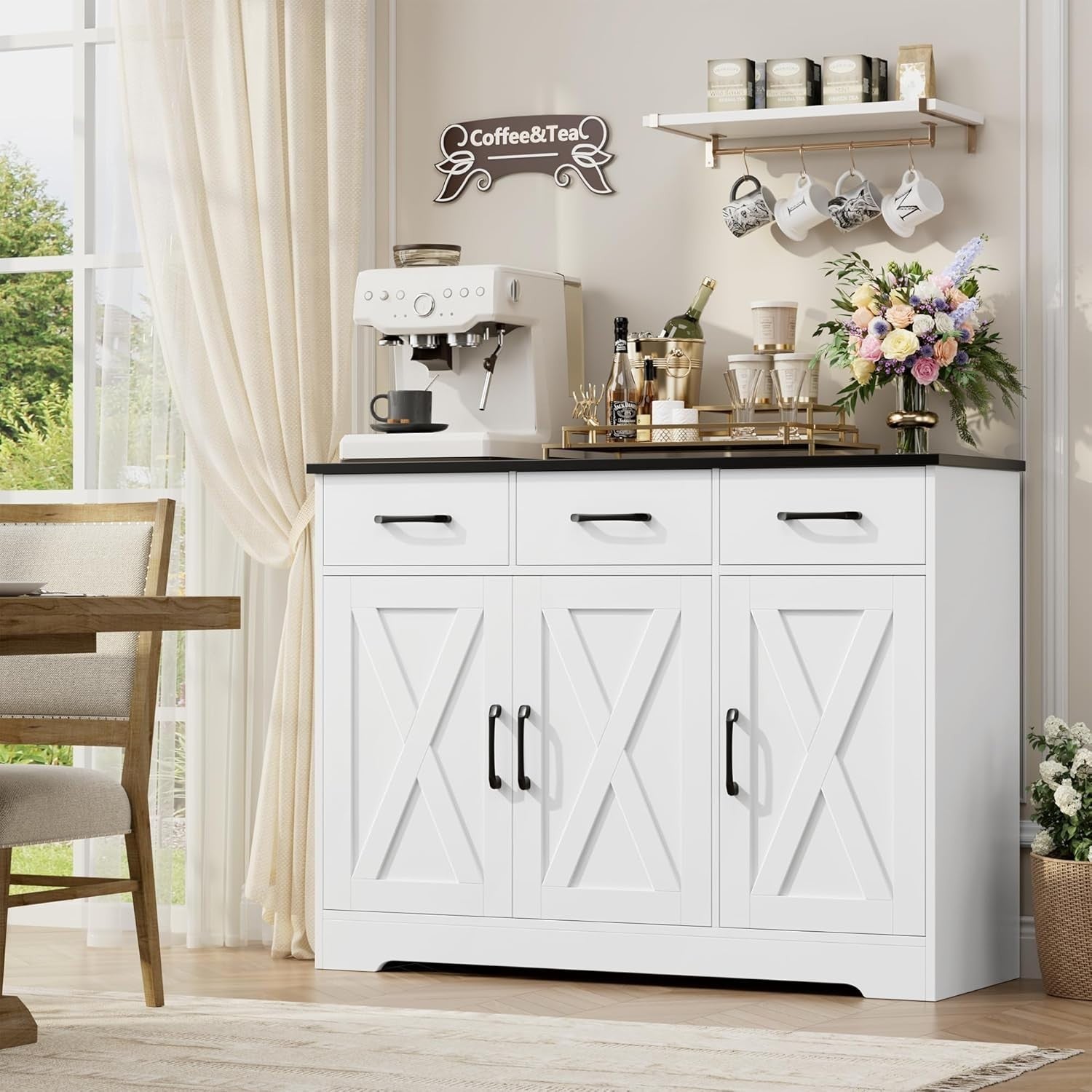 Modern Sideboard Cabinet with Drawers & Doors – Storage Unit 120cm Wide