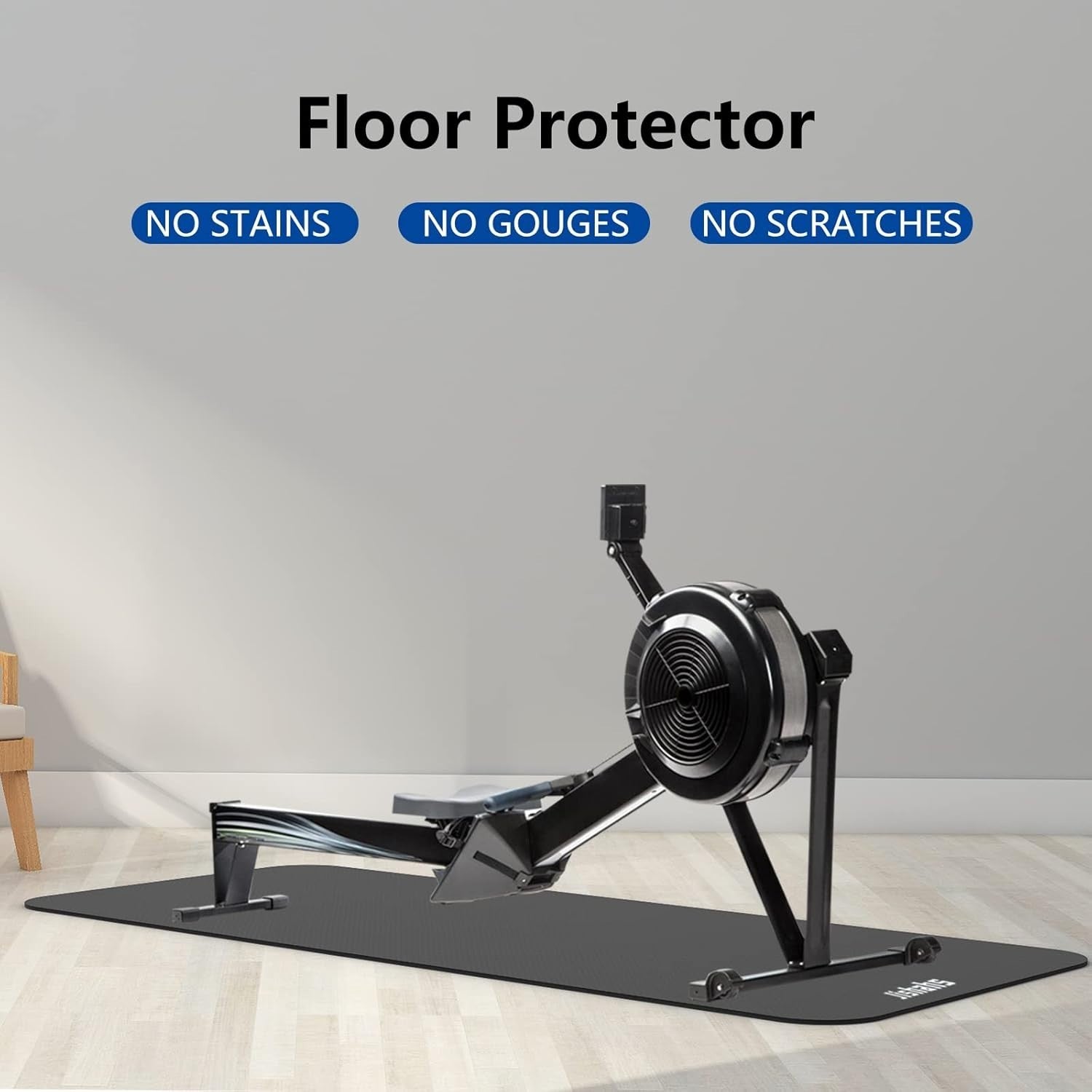 Extra Long Rowing Machine Mat 8.5ft Non-Slip Waterproof PVC Floor Protector