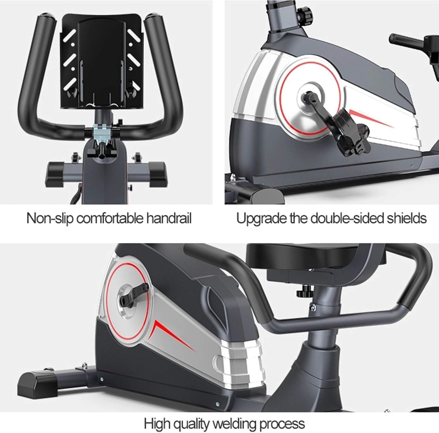 Recumbent Exercise Bike Magnetic Adjustable Seat Quiet LCD Phone Holder Home