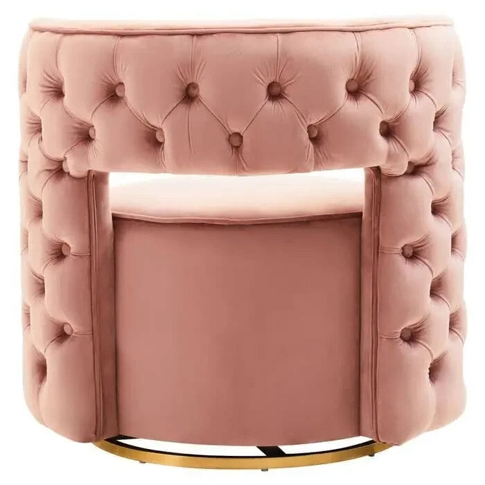 Pink Velvet Swivel Chair with Gold Base – Modern Accent Vanity Lounge Seat