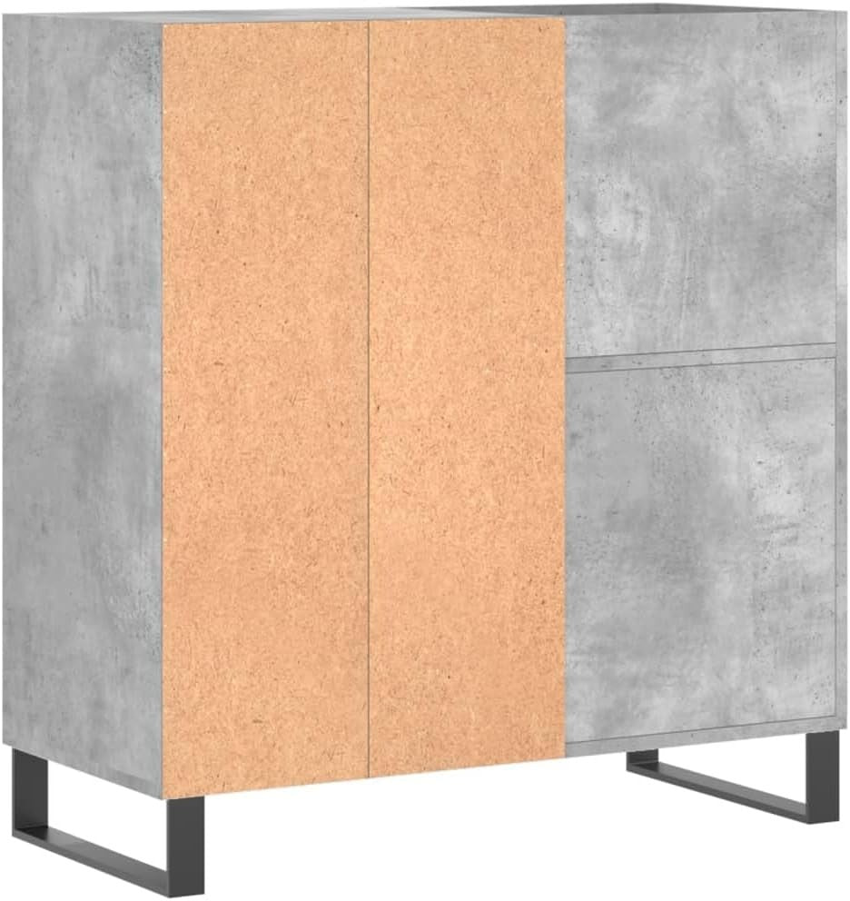 Durable Concrete Grey Vinyl Record Cabinet – Spacious Storage & Sturdy Display