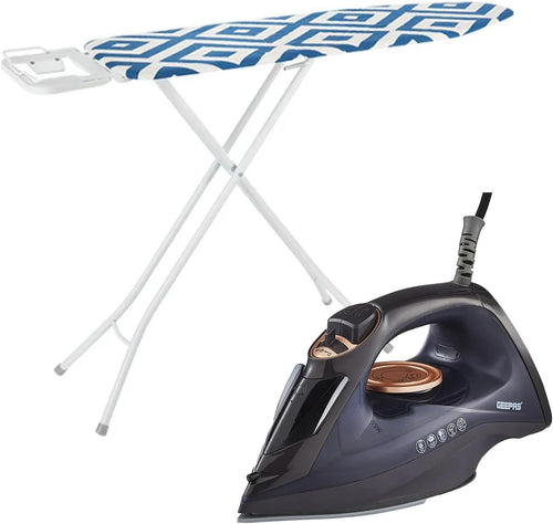Steam Iron & Ironing Board Set 2400W Adjustable Foldable Board 114x33cm