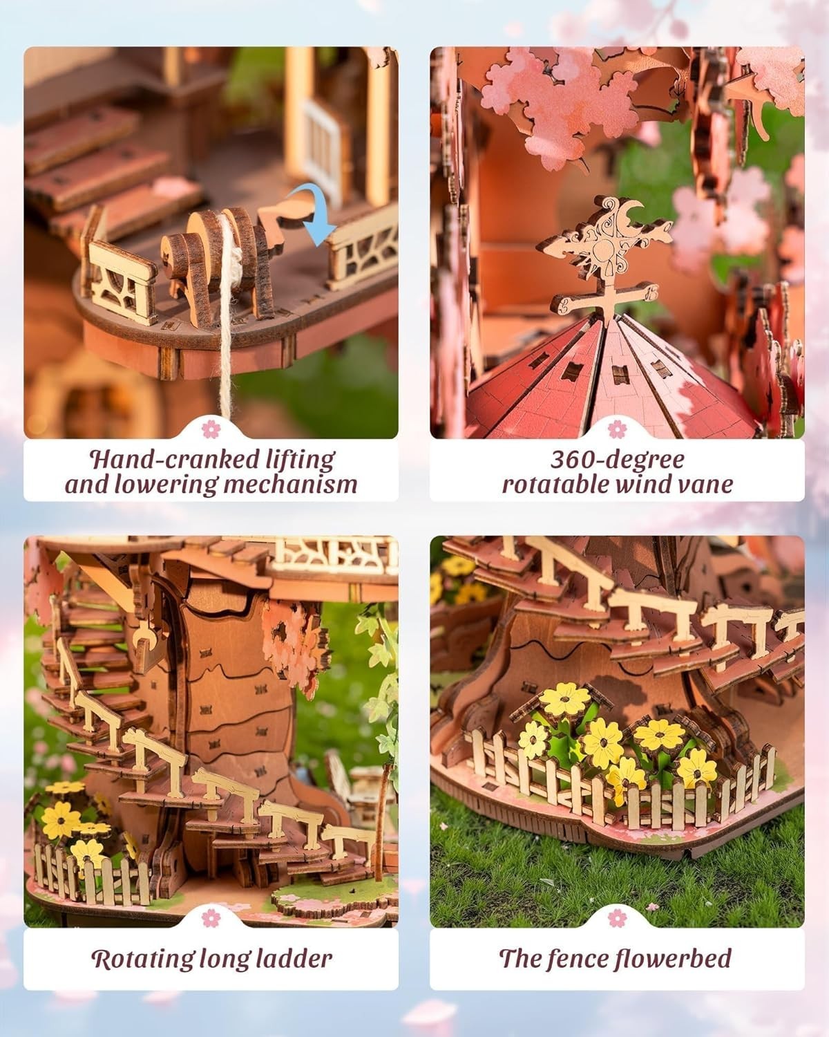 3D Wooden Sakura Treehouse Puzzle DIY Model Kit Japanese Decor Gift