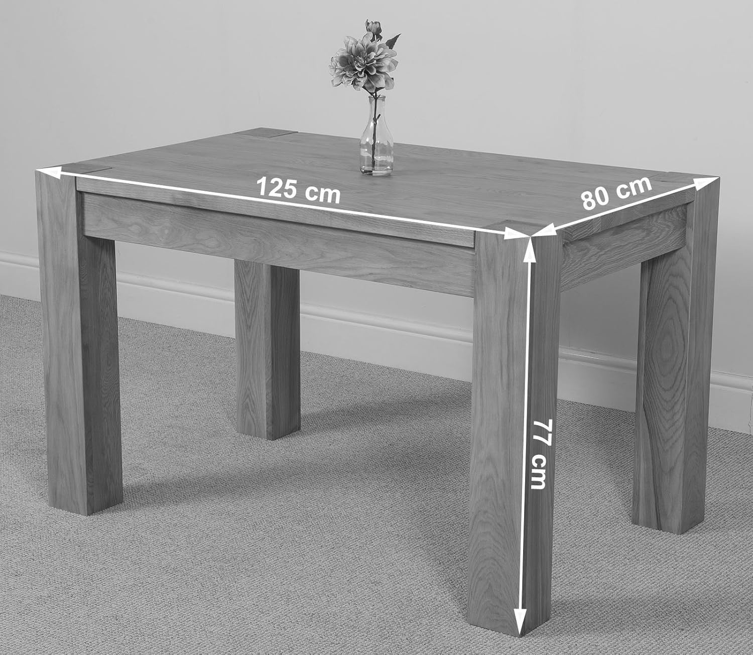 6 Seater Oak Dining Table Set Grey Fabric Chairs 125x80cm Modern Look